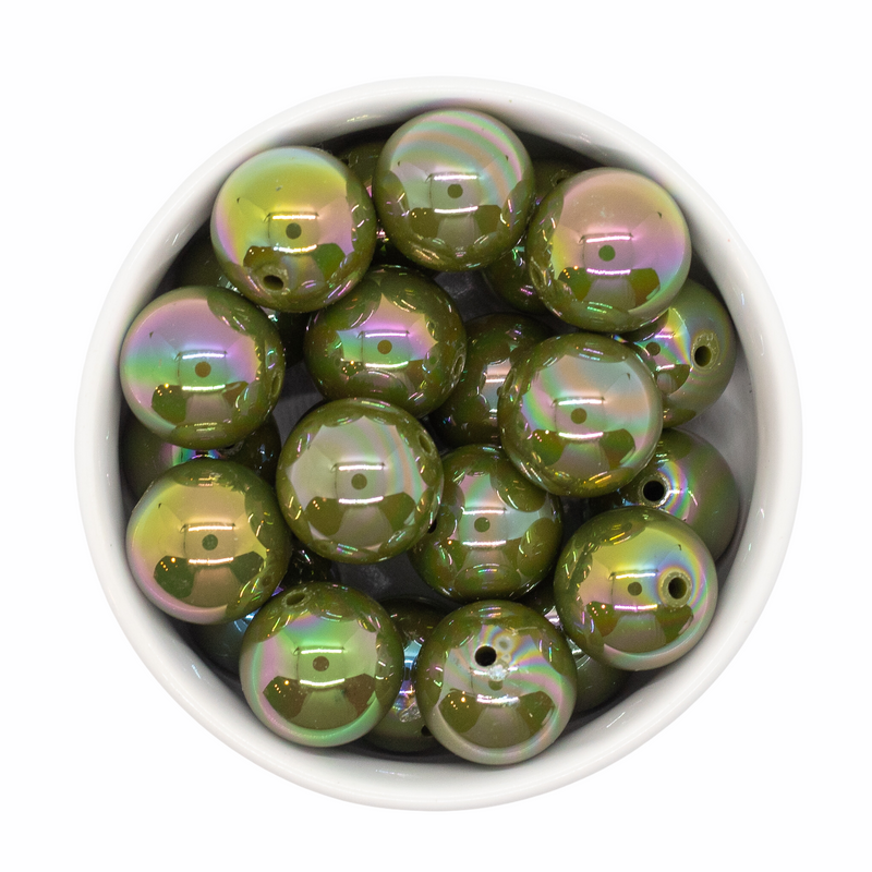 Army Green Iridescent Beads 20mm