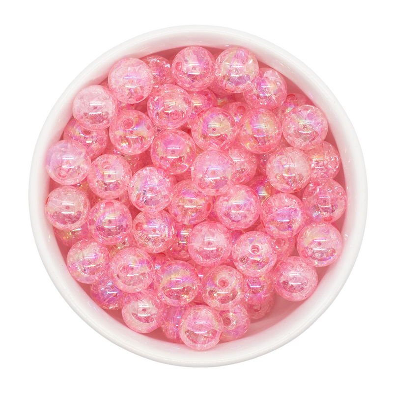 Ballet Pink Iridescent Crackle Beads 12mm (Package of 20)
