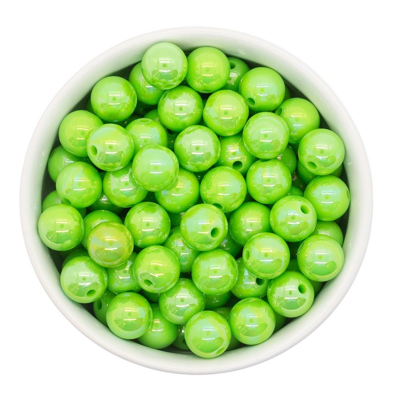 Lime Green Iridescent Beads 12mm (Package of 20)