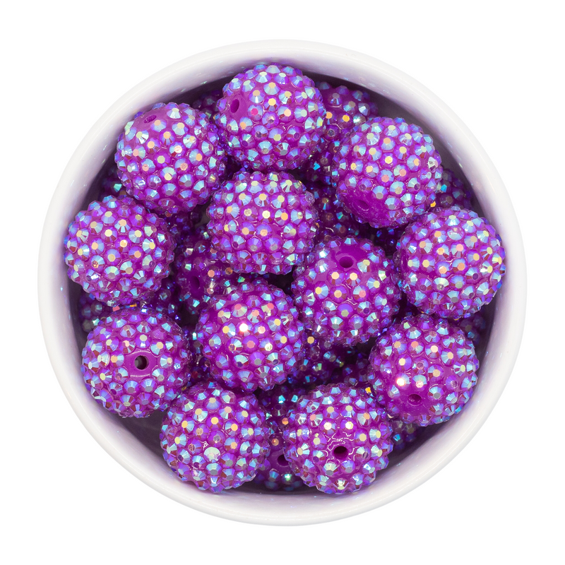 Neon Purple Rhinestone Beads 20mm