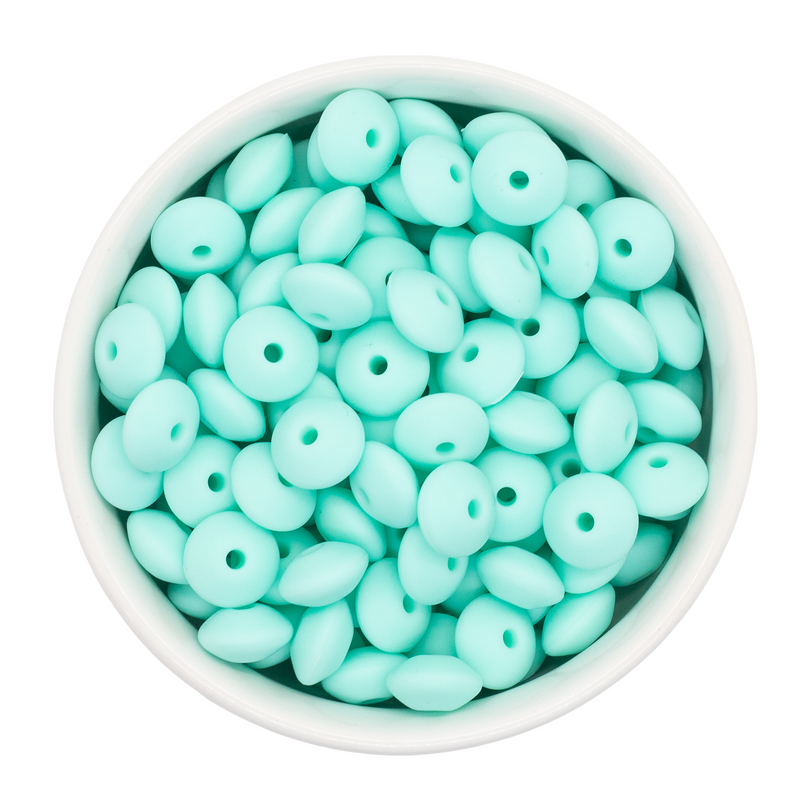 Fresh Mint Silicone Lentil Beads 7x12mm (Package of 20)