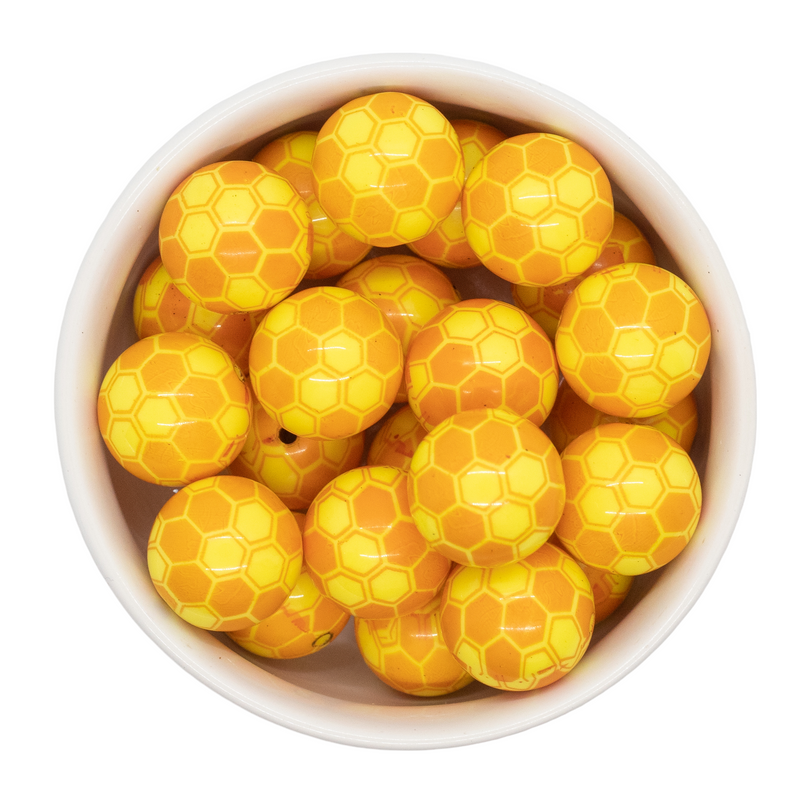 Honeycomb Overlay Printed Beads 20mm