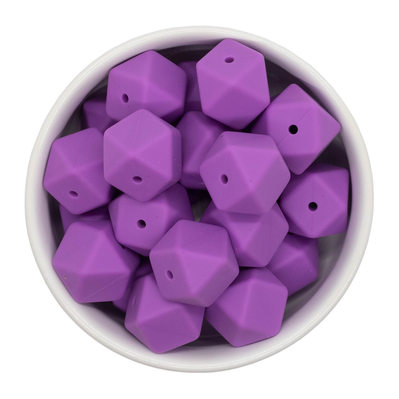 Orchid Hexagon Silicone Beads 17mm (Package of 5)