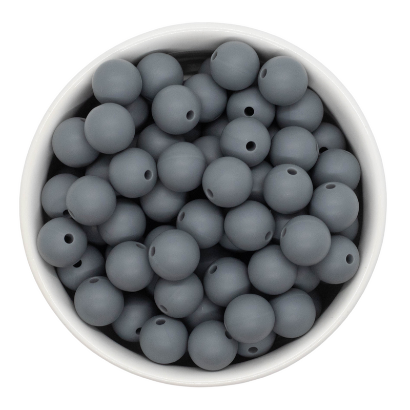 Fossil Grey Silicone Beads 12mm