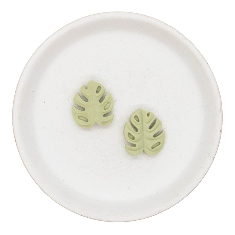 Sage Green Monstera Silicone Focal Bead 23x21mm