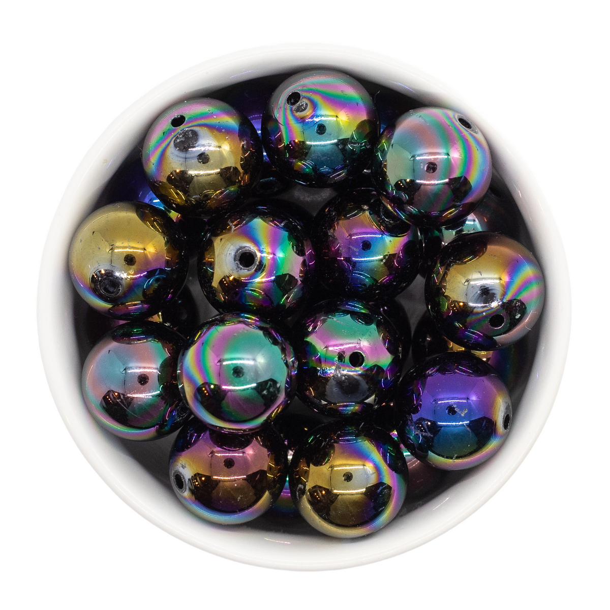 Black Iridescent Beads 20mm Package of 10