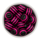 Black & Hot Pink Stripe Beads 20mm (Package of 10)