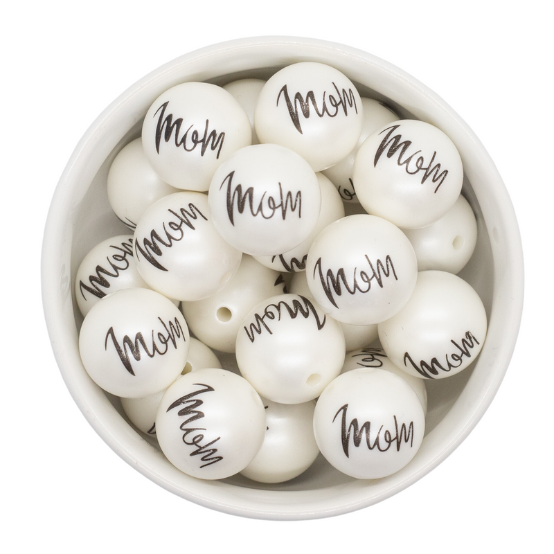 Mom Printed Beads 20mm (Package of 10)