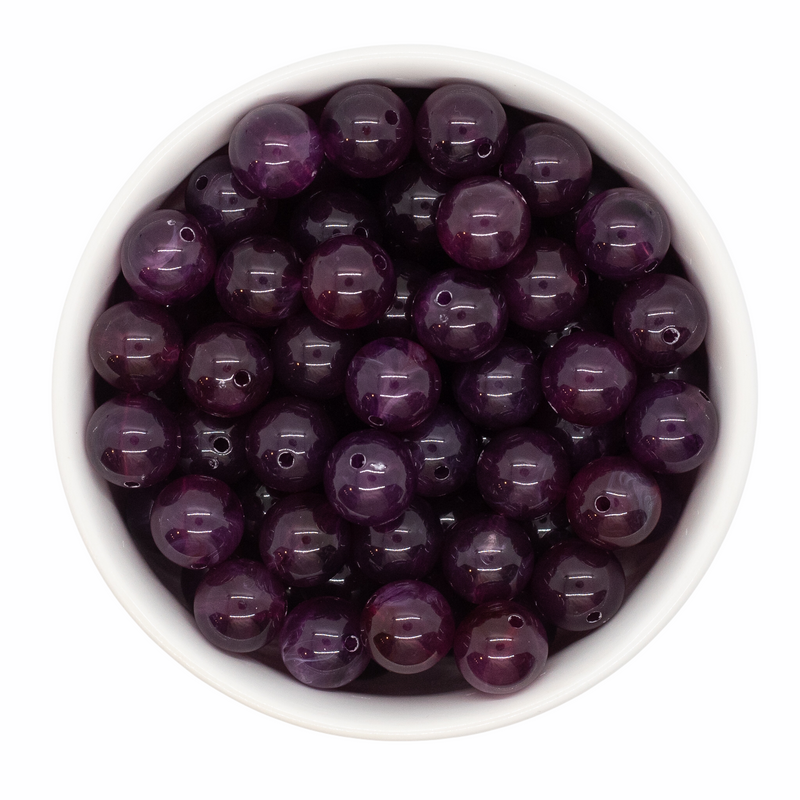 Eggplant Marble Beads 12mm
