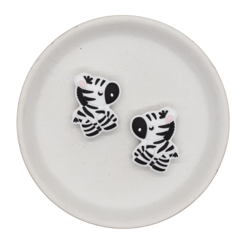 Zebra Silicone Focal Bead 32x34mm (Package of 2)