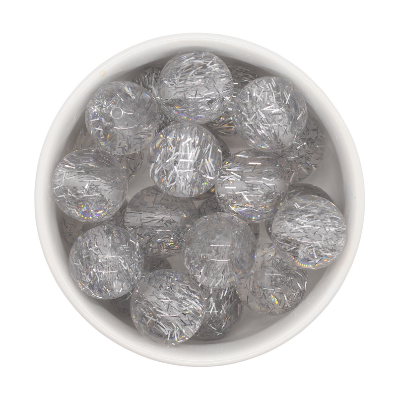 Silver Translucent Tinsel Beads 20mm