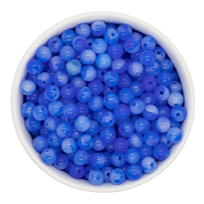 Carolina Blue Jelly Marble Beads 8mm (Package of Approx. 50 Beads)