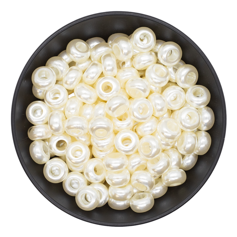 Linen Pearl Large Hole Rondelle Beads 12x7mm