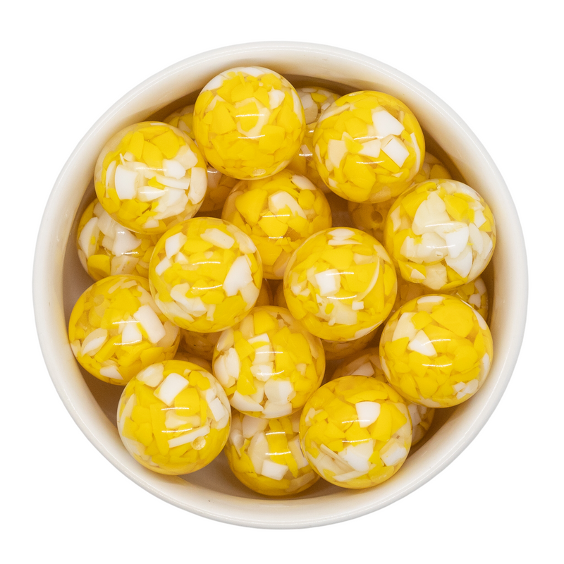 Yellow and White Resin Confetti Beads 20mm (Package of 10)