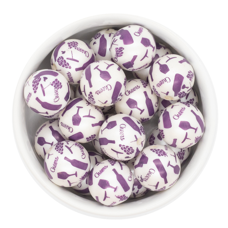 Wine Overlay Printed Beads 20mm (Package of 10)