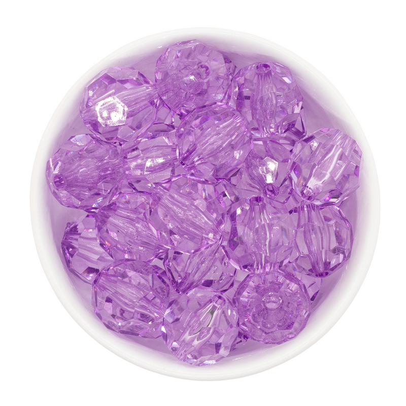 Deep Lilac Translucent Facet Beads 20mm (Package of 10)