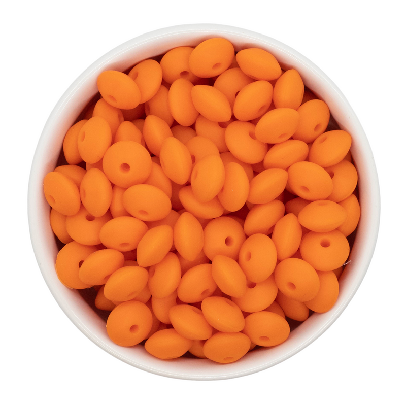 Orange Silicone Lentil Beads 7x12mm