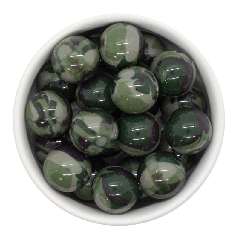 Green Camouflage Beads 20mm
