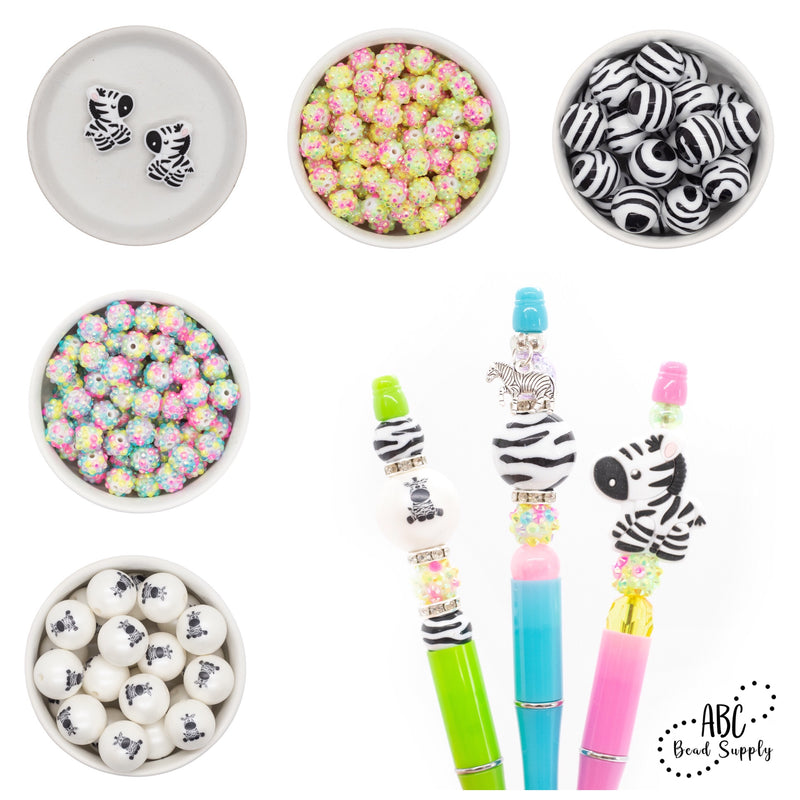 Zebra Pattern Beads 20mm
