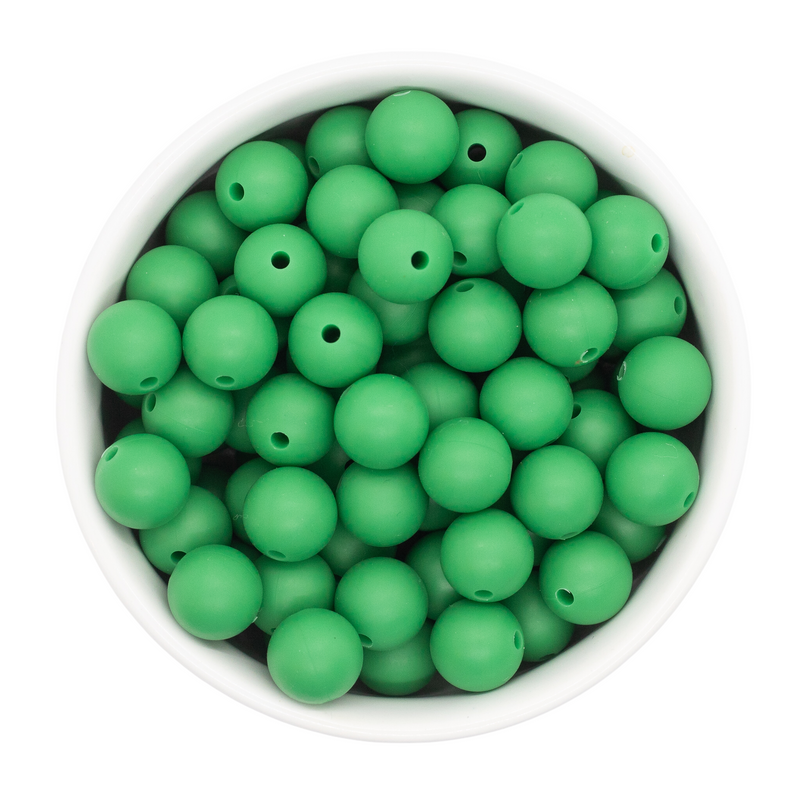 Kelly Green Silicone Beads 12mm