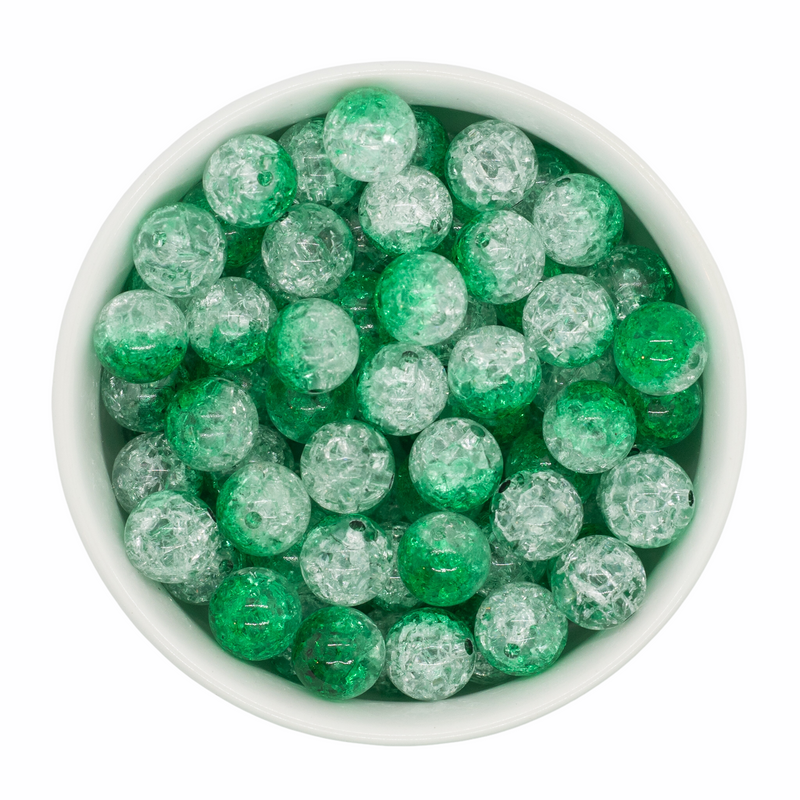 Jungle Green & Clear Duo Crackle Beads 12mm