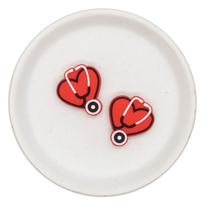 Red Heart Stethoscope Silicone Focal Bead 27x30mm