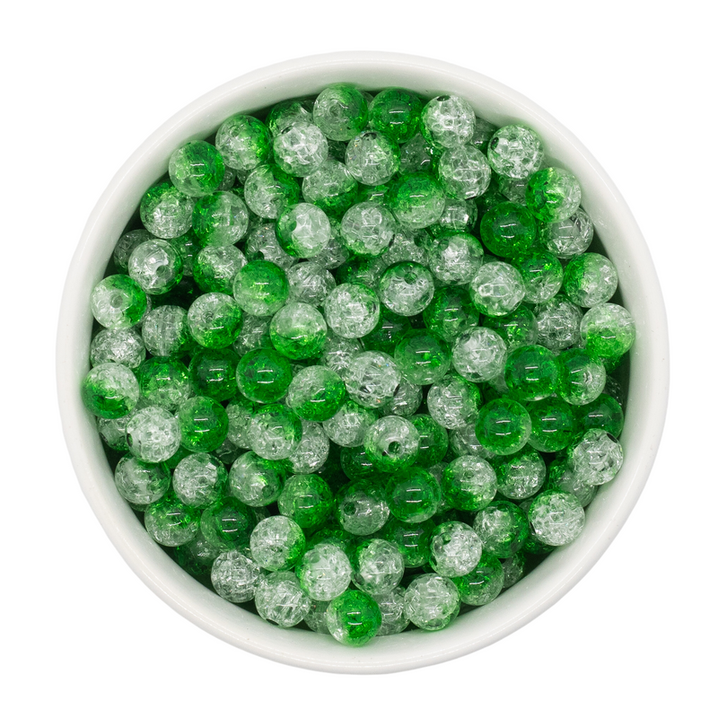 Jungle Green & Clear Duo Crackle Beads 8mm