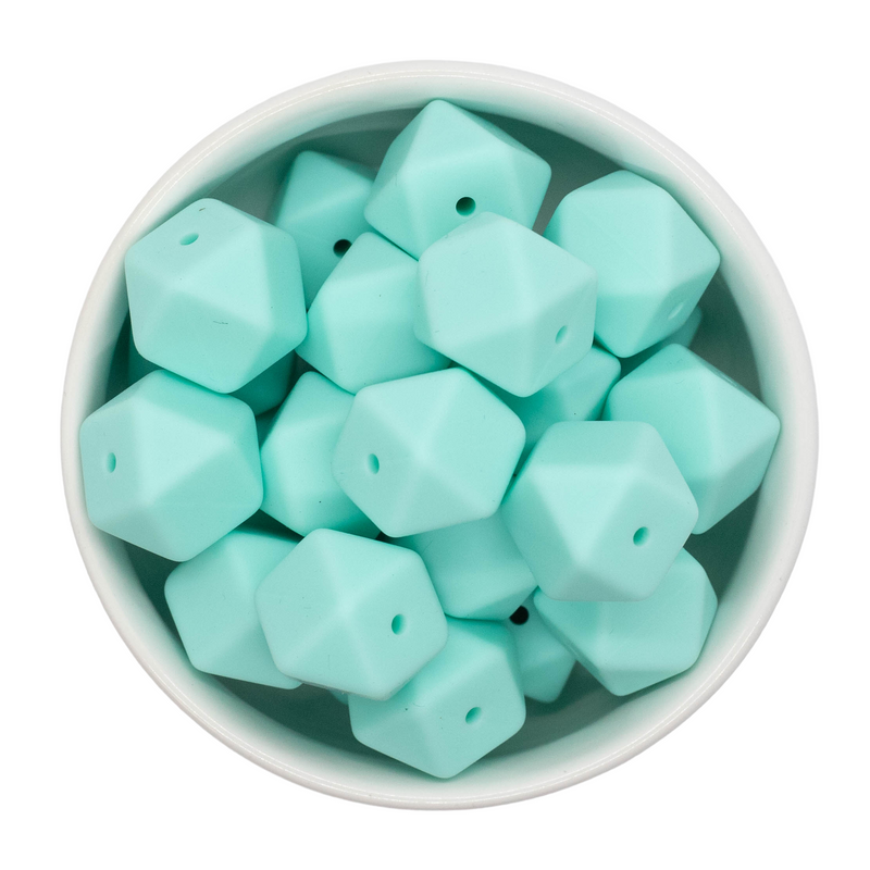 Fresh Mint Silicone Hexagon Silicone Beads 17mm (Package of 5)