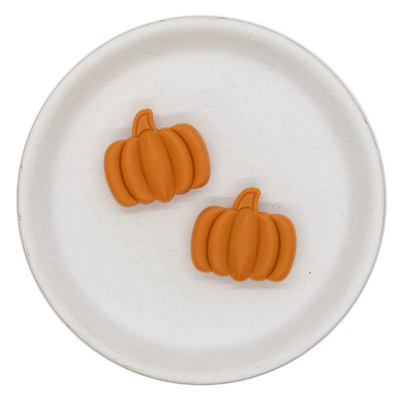Burnt Orange Pumpkin Silicone Focal Bead 27x30mm (Package of 2)