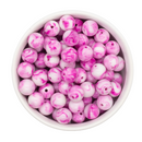 Magenta and White Marble Beads 12mm (Package of 20)