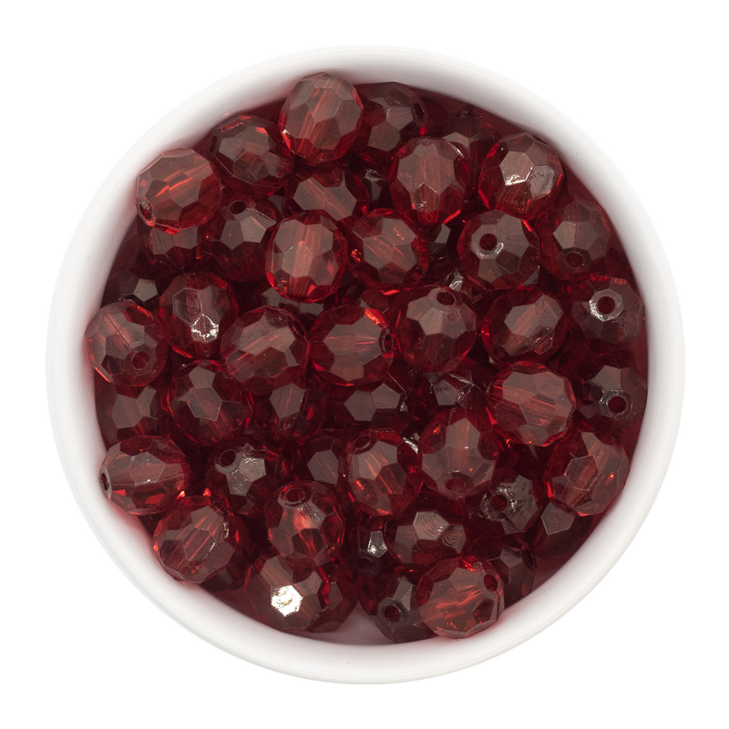 Garnet Translucent Facet Beads 12mm