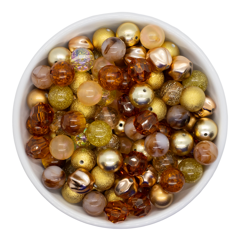 Shades of Champagne, Gold & Brown 20mm Bead Mix (Package of 50)