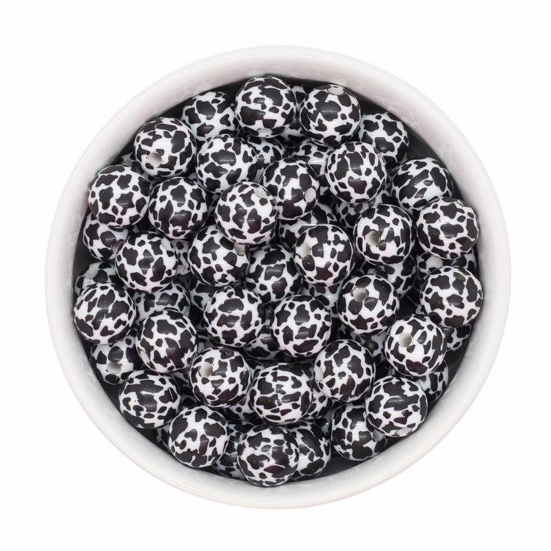 Cow Printed Beads 12mm