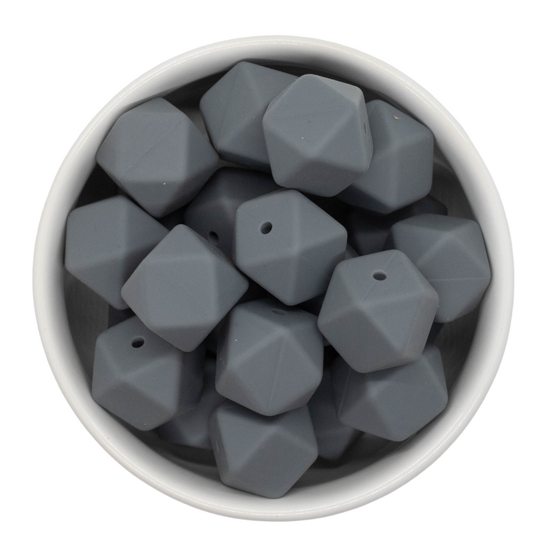 Fossil Grey Hexagon Silicone Beads 17mm