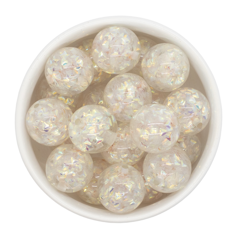 White Sequin Filled Beads 20mm