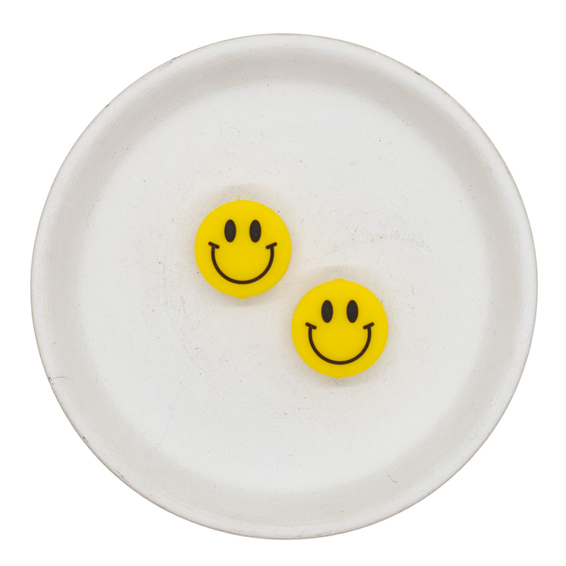 Yellow Smiley Face Silicone Focal Bead 20mm (Package of 2)
