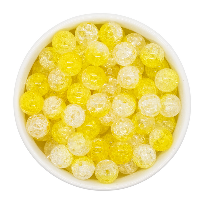 Daffodil & Clear Duo Crackle Beads 12mm