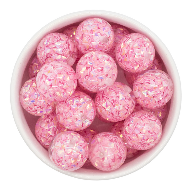Light Pink Sequin Filled Beads 20mm