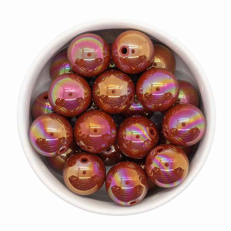 Cinnamon Iridescent Beads 20mm