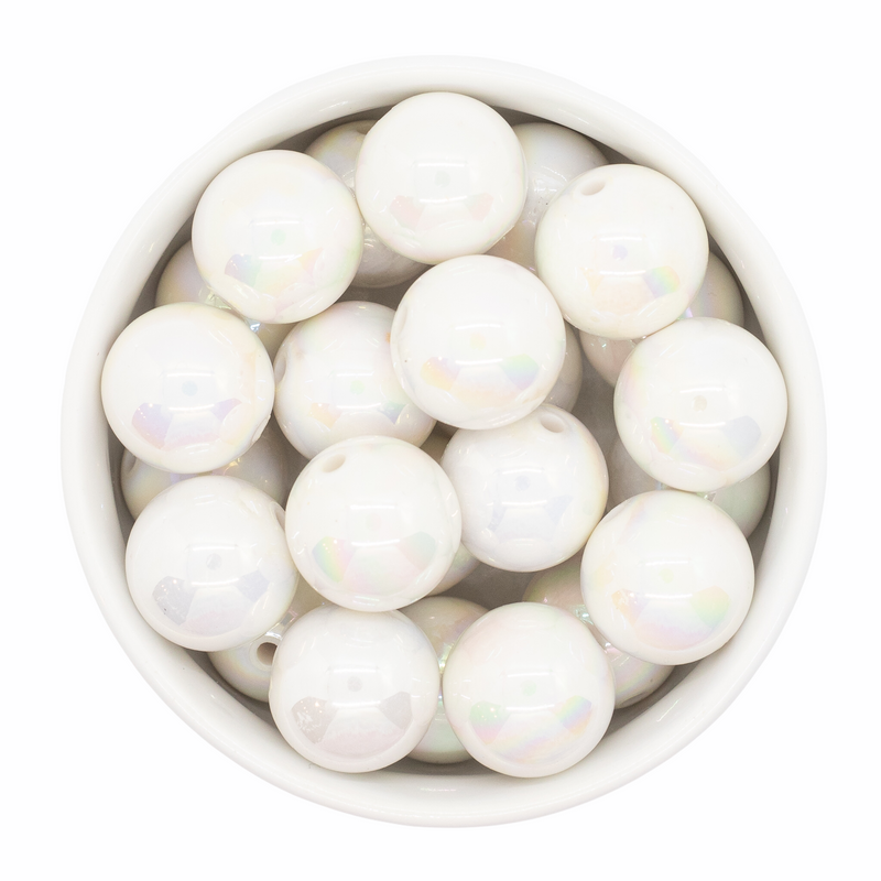 White Iridescent Beads 20mm (Package of 10)