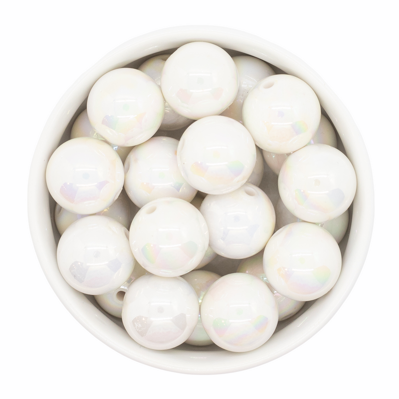 White Iridescent Beads 20mm