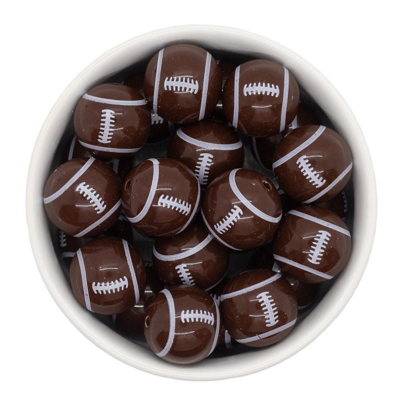 Football Printed Beads 20mm (Package of 10)