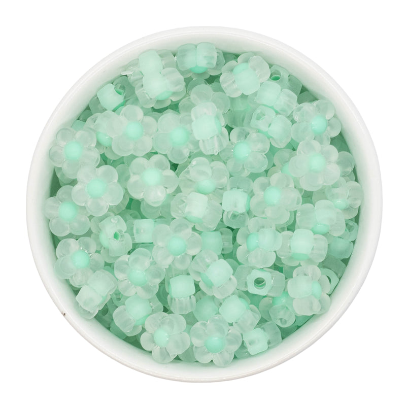 Mint Green Frosted Flower Beads 12mm (Package of 20)