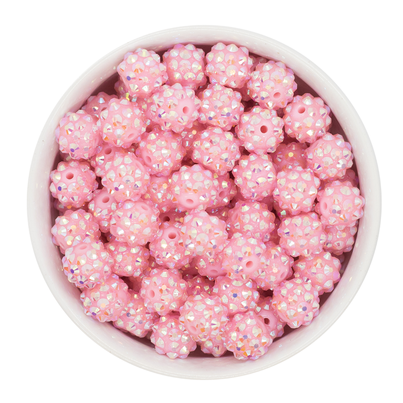 Light Pink Rhinestone Beads 12mm