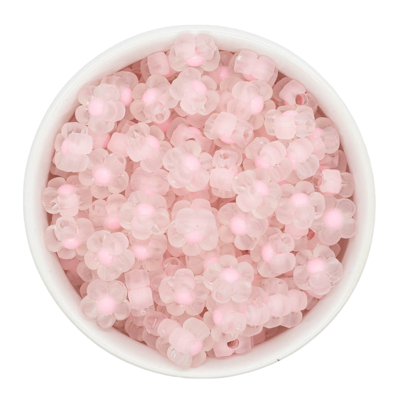 Light Pink Frosted Flower Beads 12mm