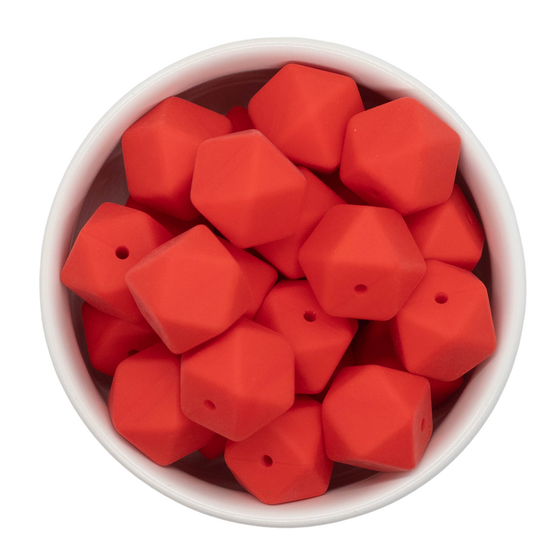 Red Silicone Hexagon Silicone Beads 17mm (Package of 5)
