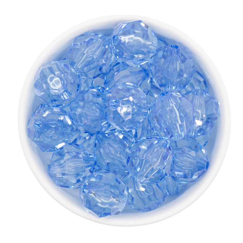 Sky Blue Translucent Facet Beads 20mm