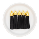 Black Tassel w/Gold Cap 50mm (Package of 5)