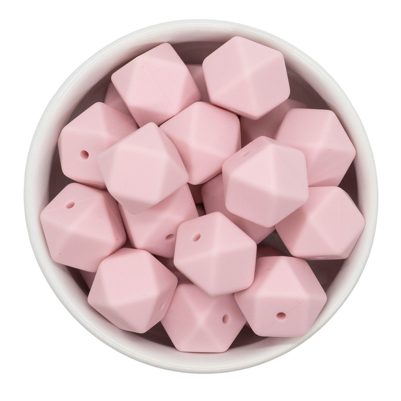 Powder Pink Hexagon Silicone Beads 17mm (Package of 5)
