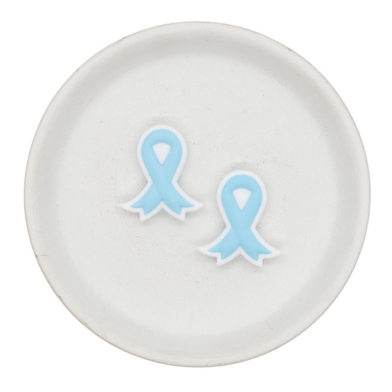 Light Blue Awareness Ribbon Silicone Focal Bead 26x29mm (Package of 2)